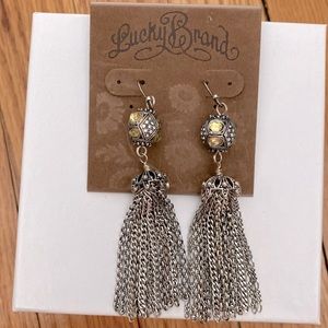 Silver link chain dangle drop earrings